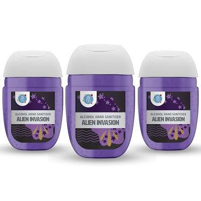 Palm Safe Alien 3 Pack Pocketbac 30ml Anti Bacterial Premium Hand Sanitiser Travel Size Refillable Clip Bottle Quick Drying Non Sticky Extra Moisturising Kills 99.9% of Viruses and Bacteria