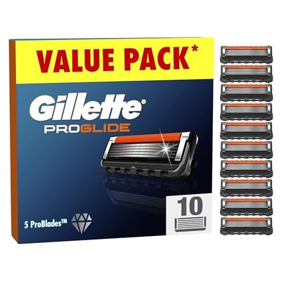 Gillette ProGlide Razor Blades Men, Pack of 10 Razor Blade Refills with Precision Trimmer, 5 Anti-Friction Blades(Packaging may vary)
