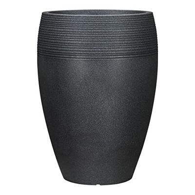 Scheurich Lineo Alto, recipiente de plástico alto, granito negro, 39,2 cm de diámetro, 54 cm de alto, 15 l vol.