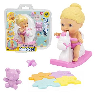 Cicciobello Amicicci, baby met hobbelpaard, met accessoires, model meisjes blond haar, speelgoed voor kinderen vanaf 3 jaar, CC0102