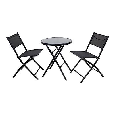 Stalwart DA-SC120 Folding Bisto Set Table 2 Chairs Black