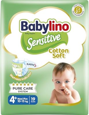 Babylino Sensitive Pannolini Taglia 4+, Maxi Plus (10-15kg), 19 Unità