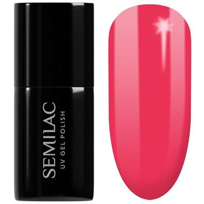 SEMILAC Gel Nail Polish 042 Neon Raspberry - Full Coverage Gel Polish - Soak Off Easy To Use LED/UV Nail Lamp - Long Lasting Manicure and Pedicure up to 3 weeks