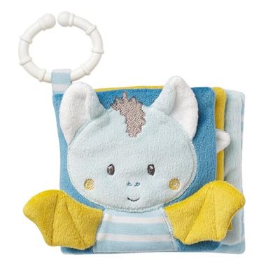 Fehn Livre Chauve-souris - Livre en tissu pour poussette avec couineur, papier bruissant et miroir - Livre pour bébé avec anneau de fixation - pour les bébés et les jeunes enfants dès 0+ mois