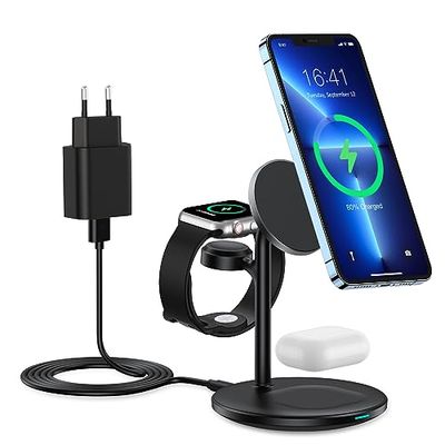 Wireless Charger 3 in 1, Station de Charge inductive Compatible avec iPhone 14/14 Pro/14 Pro Max, iPhone14/13/12 Series, Chargeur sans Fil pour Apple Watch Ultra/8/7/6/5/3/2,AirPods