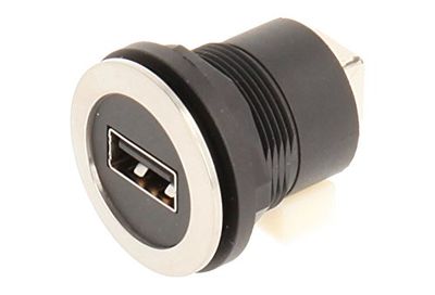 Club 23.001.559 USB Socket Stainless Steel with Back and Front, 1 x USB Type A Female Socket – 1 x USB Type B Female Socket – Metallic