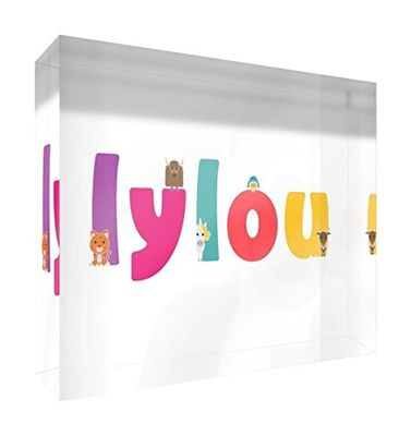 Little helper herinnering deco acryl transparant gepolijst als diamantstijl illustratief bont met de naam meisjesnaam Lylou 7,4 x 10,5 x 2 cm klein