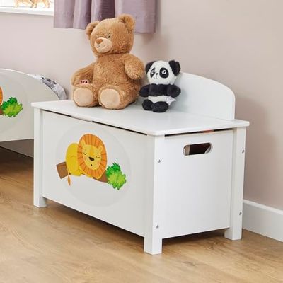 Liberty House Toys Kid's Wooden Jungle Toy Box, White