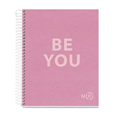 Miquelrius Be Eco Notitieboek, A5, 80 vellen, 90 g/m², horizontale liniatuur 7 mm, 1 gekleurde strip, 2 gaten, gerecyclede omslag, roze