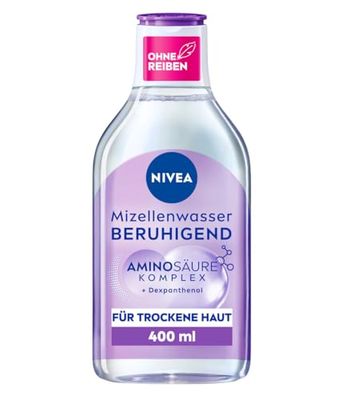 NIVEA Acqua micellare lenitiva, detergente micellare per pelli sensibili, tonico viso senza profumo con dexpantenolo e complesso amminoacidico, pulizia idratante del viso (400 ml)