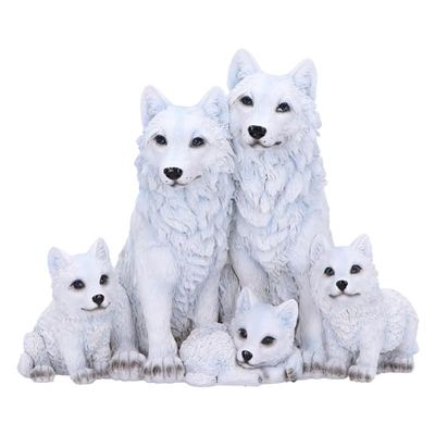 Nemesis Now Figura de Cachorro Protegido, 19 cm, Resina, Blanco, Figura de la Familia de Lobos, Adorno de la Familia de Lobos Blancos, artículos de Regalo coleccionables, Fundido en la Mejor Resina,