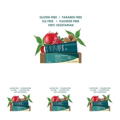 Himalaya Ecocert Cosmos Natural Certified Himalaya Botanique Neem & Pomegranate Toothpaste con extractos de hierbas orgánicas, combate la placa, aclara los dientes, sin flúor, sin SLS, 75 ml