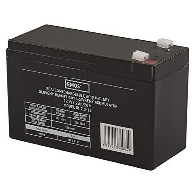 EMOS Bateria de chumbo / acumulador de chumbo sem manutenção para sistemas SAI, iluminação de emergência, sistemas de alarme, alarme de incêndio, barcos elétricos, equipamentos UPS 12 V, 7,2 Ah