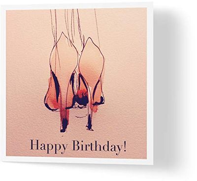 Wuzci "Happy Birthday! Hoge hakken verjaardagskaart, 150 mm lengte x 150 mm breedte