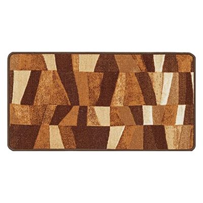 Baroni Home Tapis de Cuisine Antidérapant, Coureur avec Fond Coutchouc et Lavable, Tapis de Couloir Coloré, Tapis Devant Evier Résistant et Polyvalent, 50x100 cm, Marron Géométrique