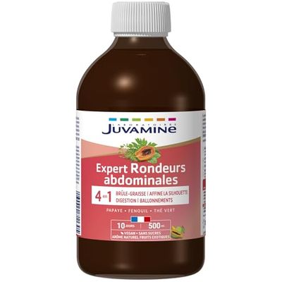 JUVAMINE - Expert Rondeurs Abdominales - 45 ans et + - Action 4-en-1 - Brûle-graisse, Digestion et Ballonnements - Affine la silhouette - Format 500 mL - Fabriqué en France