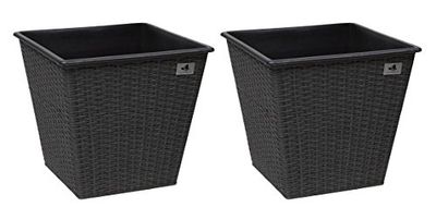 GARTENFREUDE 2 pezzi da 31 litri fioriere fioriere fioriera vaso per fiori ecc. Realizzati in polyrattan 32 x 32 x 32 cm, vaso in plastica impermeabile, antracite