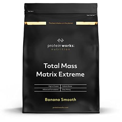 Protein Works Total Mass Matrix Extreme Protein Powder | Mass Gainer | High Calorie Weight Gainer | With Glutamine, Creatine & Vitamins | Banana Smooth | 2.12 Kg