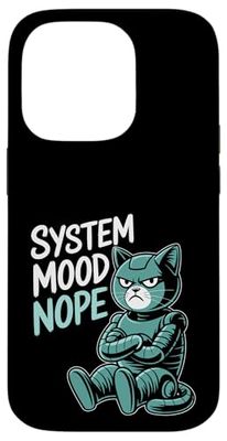 Divertente ingegnere robotico design con robot scontroso Cat Nope Custodia per iPhone 14 Pro