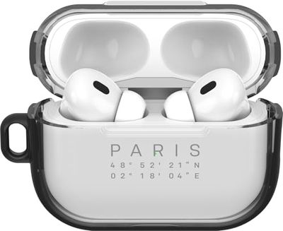 OtterBox Clear Series-koptelefoonhoes voor AirPods Pro (Pro 2), schokbestendig, valbestendig, ultradun, kras- en krasbeschermhoes voor Apple AirPods, inclusief karabijnhaak, Paris