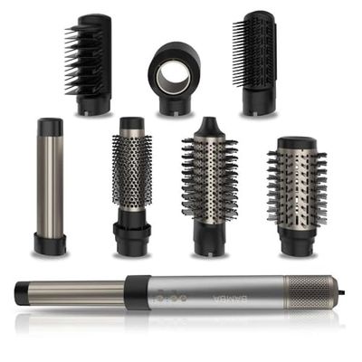 Cecotec Brosse à Air Sèche-Cheveux Modelante Lisseur Multifonction 8 en 1 Bamba AirGlam Y. 1400 W, Technologie Coanda, 3 Vitesses, 3 Températures, Contrôle Intelligent de la Chaleur, 110000 tr/min