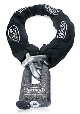 Artago 69T150 Corrente anti-roubo de motocicleta pesada mini U, máxima segurança homologada SRA, Sold Secure Gold, ø15 mm 150 cm, cadeado mini U aço forjado monolok, máxima segurança testada, BUNKER