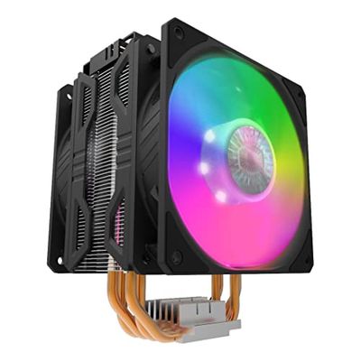 Cooler Master Hyper 212 LED Turbo ARGB CPU Air Cooler - Jet Black Aluminium Finish, 4 Continuous Direct Contact Heat Pipes with Fins, Dual SickleFlow 120 ARGB Fans, ARGB LED Controller - ARGB