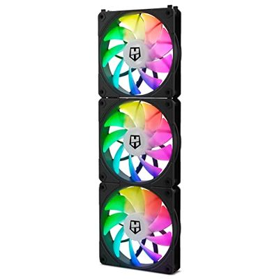 NOX Hummer S-FAN -NXHUMMERSFAN- Ventilateur PC 120 mm, double anneau ARGB Rainbow LED, patins en caoutchouc anti-vibration, grand débit d'air, 3 broches, noir