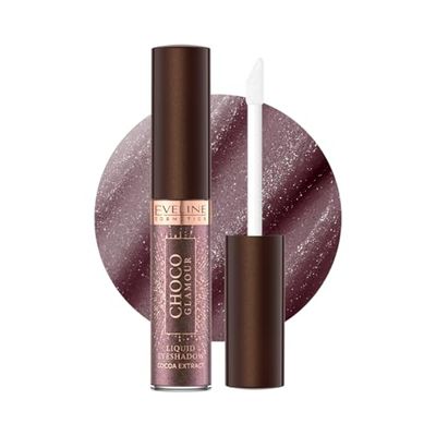 Eveline Cosmetics Choco Glamour Rosa 06, 6.5 ml Liquid Eyeshadow Stick, Shimmer Cream Eyeshadow Pencil, Smoky Eye Shadow Pen, Waterproof Highlighter for Girls Women Eye Makeup