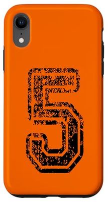 Numero 5 stile sportivo in nero grungy Custodia per iPhone XR