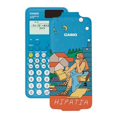 Casio FX-85SP CW - Calcolatrice scientifica dell'ipatia illustrata da Conxita Herrero, consigliata per il curriculum spagnolo e portoghese, 5 lingue, oltre 300 funzioni, solare, colore blu