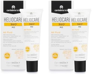 Cantabria Labs Heliocare 360º MD AK Fluid - Crema Solar SPF100+, Tratamiento Protector Adyuvante de las Queratosis Actínicas (AK) con Complejo Reparador, Fluida, 50ml (Paquete de 2)