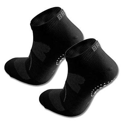 BRBL Calzino Grip, Traspirante, Compressione Leggera per Pilates, Adulti, Unisex, Taglia S, Colore: Nero