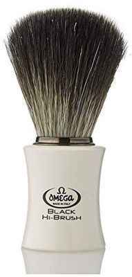 Omega 0196189 - Pennello da Barba in Fibra"Black Hi-Brush", Bianco