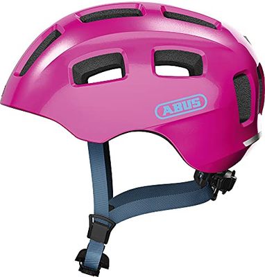 ABUS Youn-I 2.0 casco da bici - con luce per bambini, adolescenti e giovani adulti ragazze ragazzi Rosa (scintillante), taglia S