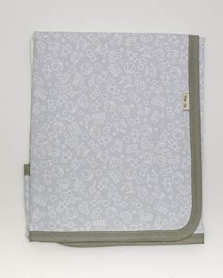Ti TIN | zachte, absorberende babydeken, 80 x 75 cm | kruipdeken van 100% katoen met dubbellaagse stof, babydeken voor de auto, wieg, kinderwagen, babyzitje, etc, motief: speelplezier, kleur: grijs