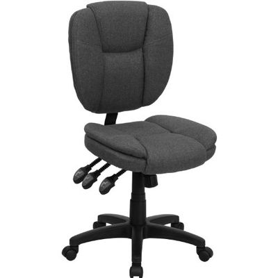 Flash Furniture Multifunctionele directiestoel met middelhoge rugleuning, ergonomisch, stof zonder armen, midden rug, grijze stof