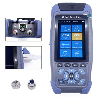 Elfcam® - OTDR para FTTH, 1310 nm, 1550 nm, Portátil 4 en 1 + VFL + OPM + OLS, Tester Fibra Óptica/Reflectómetro Óptico, Hasta 60 km (ELF-3800)