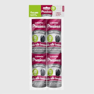 La Briantina Lint Remover Adhesive Refills - 4 x 10m Rolls - 4.8 x 10 cm Roller Refills - For Clothes, Fabrics, Sofas, Hair and Dust Removal - Compatible with Standard Handles