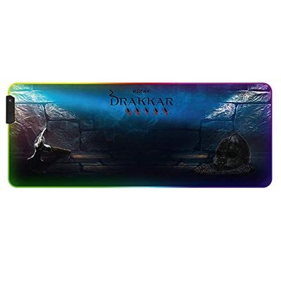 Konix Drakkar Tapis de Souris Gaming Hetland XL 80 x 30 cm - Contours rétroéclairés RVB 7 Couleurs - Design Viking