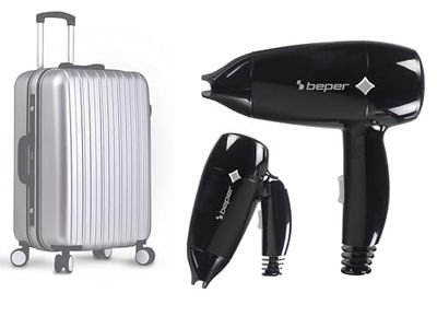 BEPER P301ASC100 Phon da viaggio, 1200W, Asciugacapelli pieghevole, 3 Temperature, 2 Velocità, Phon Piccolo e Leggero, Nero
