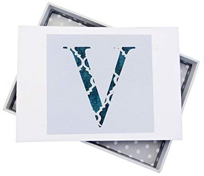 White Cotton Cards Alphabetics Initiale V Mini Album Photo, Multicolore