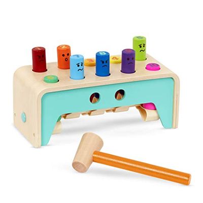 Battat Juego de martillo para niños fabricado en madera - juego de martillo, banco de golpear, banco de martillo, juego de golpear - juguete de motricidad, juguete educativo a partir de 1 años