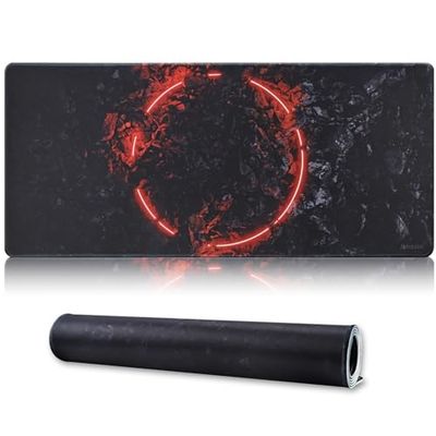 Jahosin Grand tapis de souris de jeu avec bords cousus, 90 x 40 cm, extension avec base antidérapante en caoutchouc naturel pour joueur/bureau/maison/228 x 101,6 cm