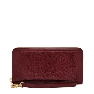 Fossil Logan Zip Around Clutch para mujer (1 unidad), rojo, 19.7 cm L x 1.9 cm W x 10.2 cm H, Casual