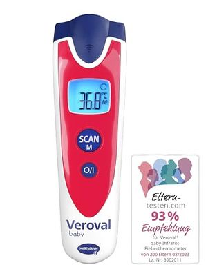 VEROVAL Thermomètre infrarouge rouge pour bébé, mesure sans contact et silencieuse, température corporelle, température de l'objet, température ambiante, mesure rapide, maniabilité