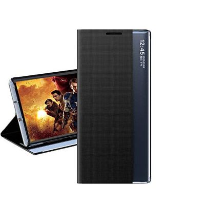 Hülle® Ventana Lateral Visible Stand Función Flip Funda Compatible para Samsung Galaxy M21/Samsung Galaxy M31/Samsung Galaxy M30s (Negro)