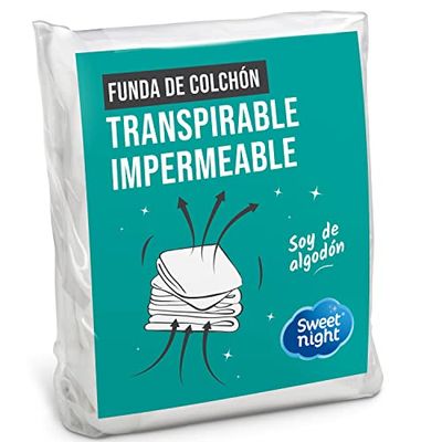 Sweetnight Protetor de colchão 180 x 200 cm, capa impermeável e absorvente, tecido de tecido de tecido de algodão, respirável e silencioso, compatível com cantos grandes
