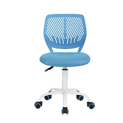 FurnitureR Bureaustoel, 1-delige set, in hoogte verstelbaar, draaistoel met klein gat rugleuning ontwerp voor slaapkamer, studeerkamer, blauw