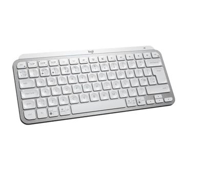 Logitech MX Keys Mini minimalistisch draadloos verlicht toetsenbord, compact, Bluetooth, achtergrondverlichting, USB-C, compatibel met Apple macOS, iOS, Windows, Linux, Android, metaal, lichtgrijs, QWERTY